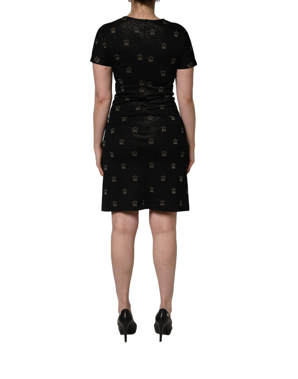 Black DG Crown Short-Sleeve Sheath Dress