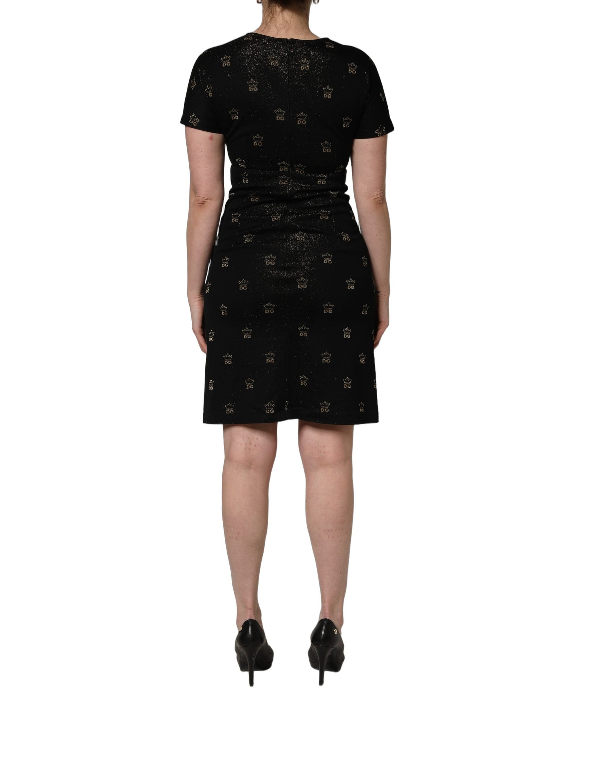 Black DG Crown Short-Sleeve Sheath Dress
