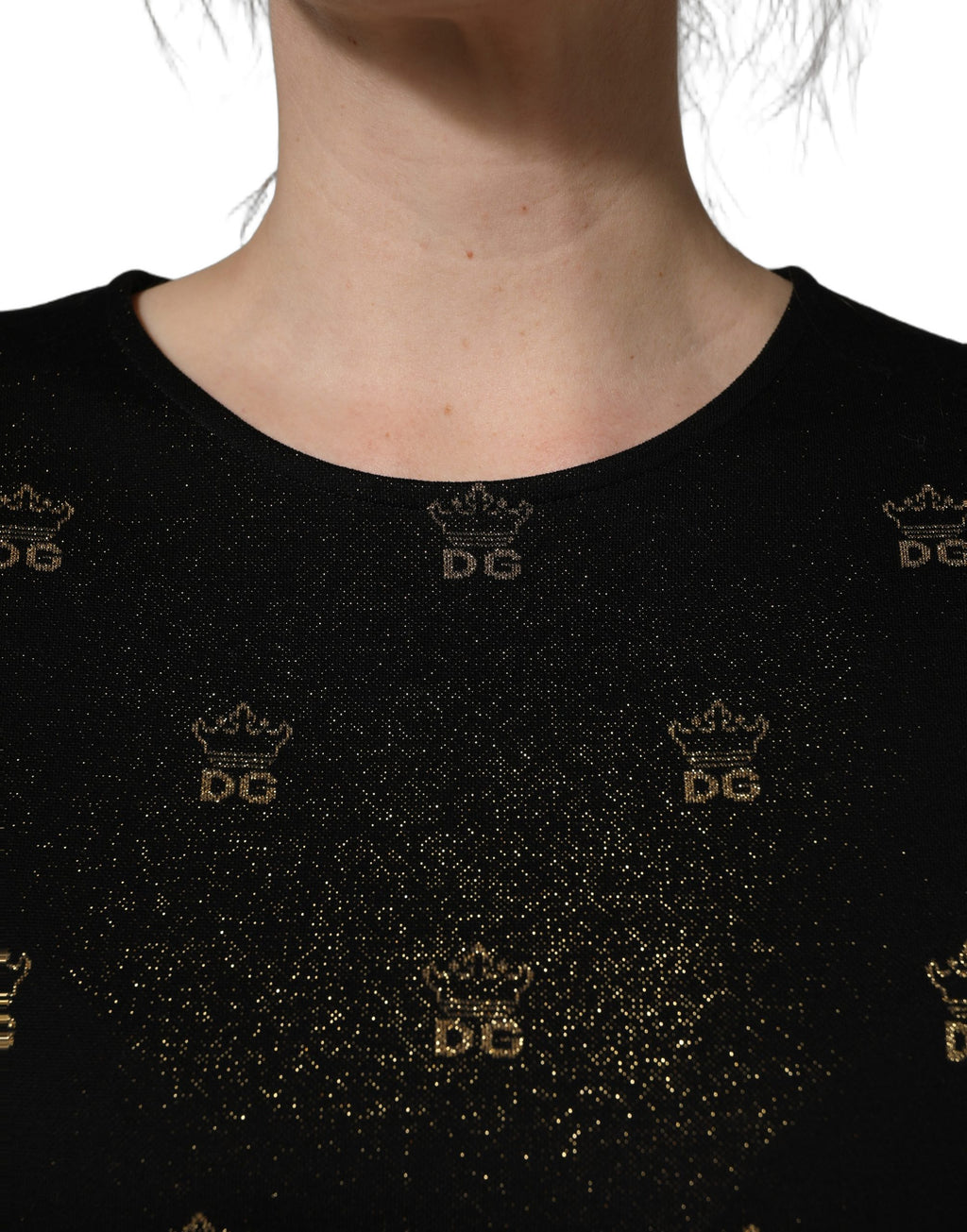 Black DG Crown Short-Sleeve Sheath Dress