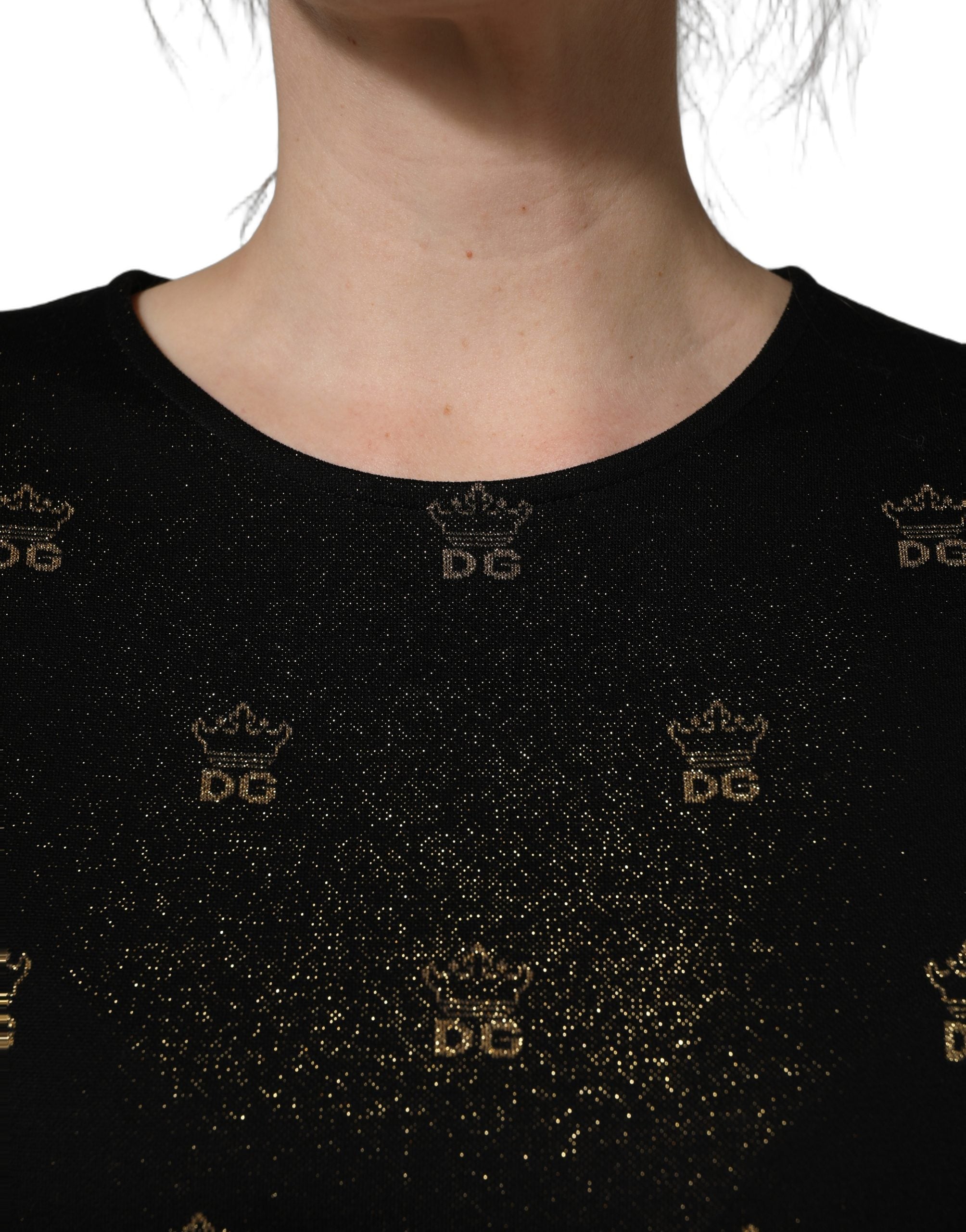 Black DG Crown Short-Sleeve Sheath Dress