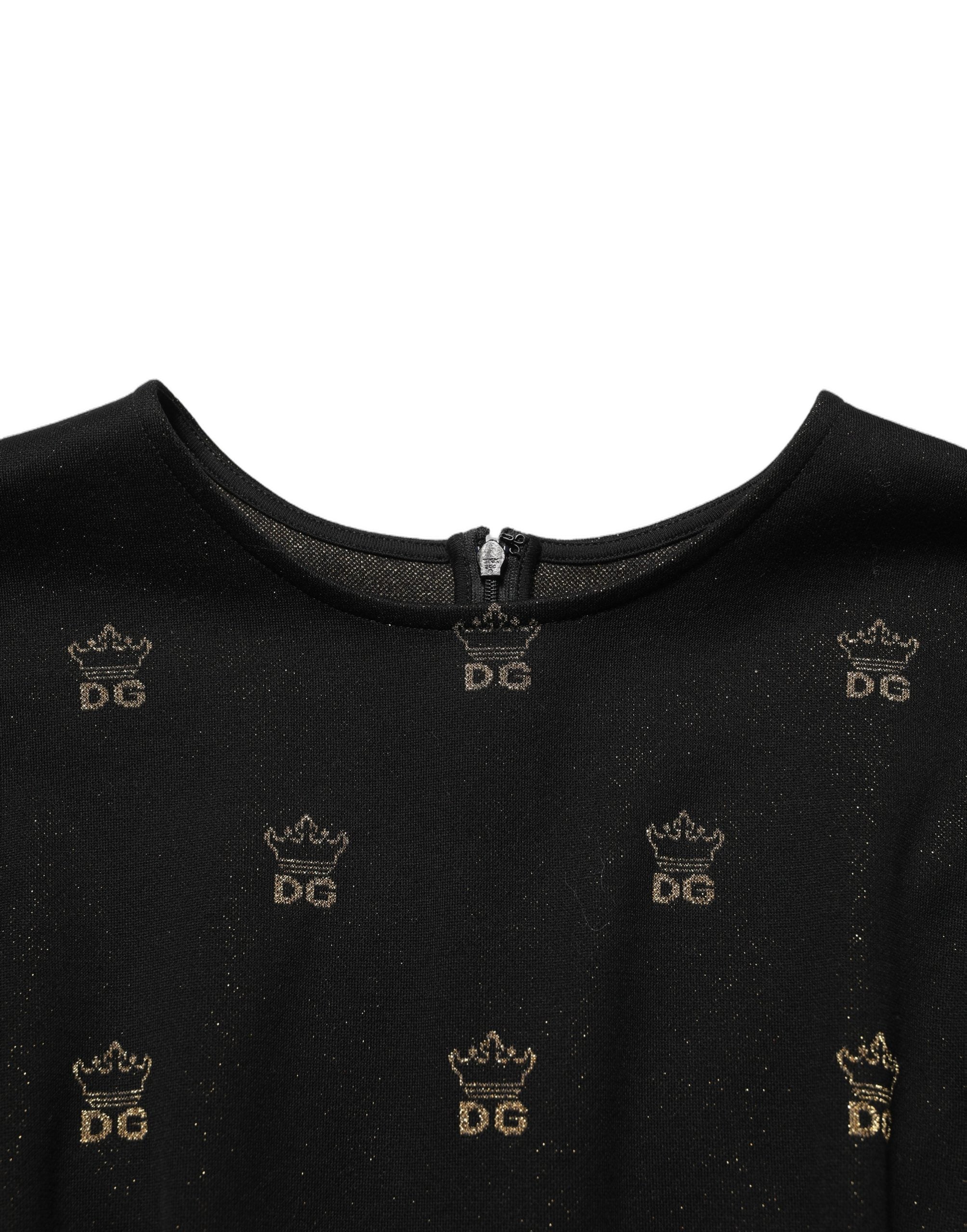 Black DG Crown Short-Sleeve Sheath Dress