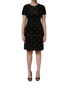 Black DG Crown Short-Sleeve Sheath Dress