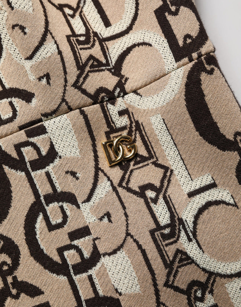 Brown DG Logo Chain Short-Sleeve Sheath Dress