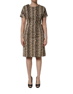 Brown DG Logo Chain Short-Sleeve Sheath Dress