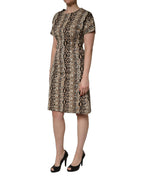 Brown DG Logo Chain Short-Sleeve Sheath Dress