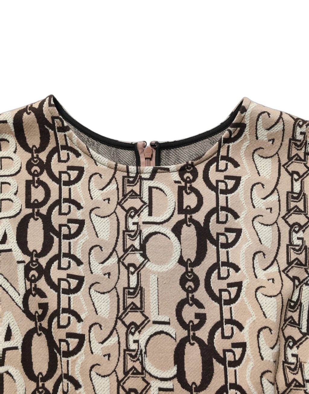 Brown DG Logo Chain Short-Sleeve Sheath Dress