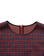 Red Black Checkered ShortSleeve Sheath Dress