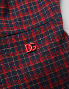 Red Black Checkered ShortSleeve Sheath Dress