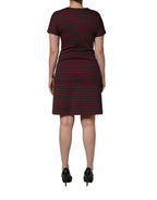 Red Black Checkered ShortSleeve Sheath Dress