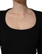 Black Long Sleeves Scoop Neck Mini Dress