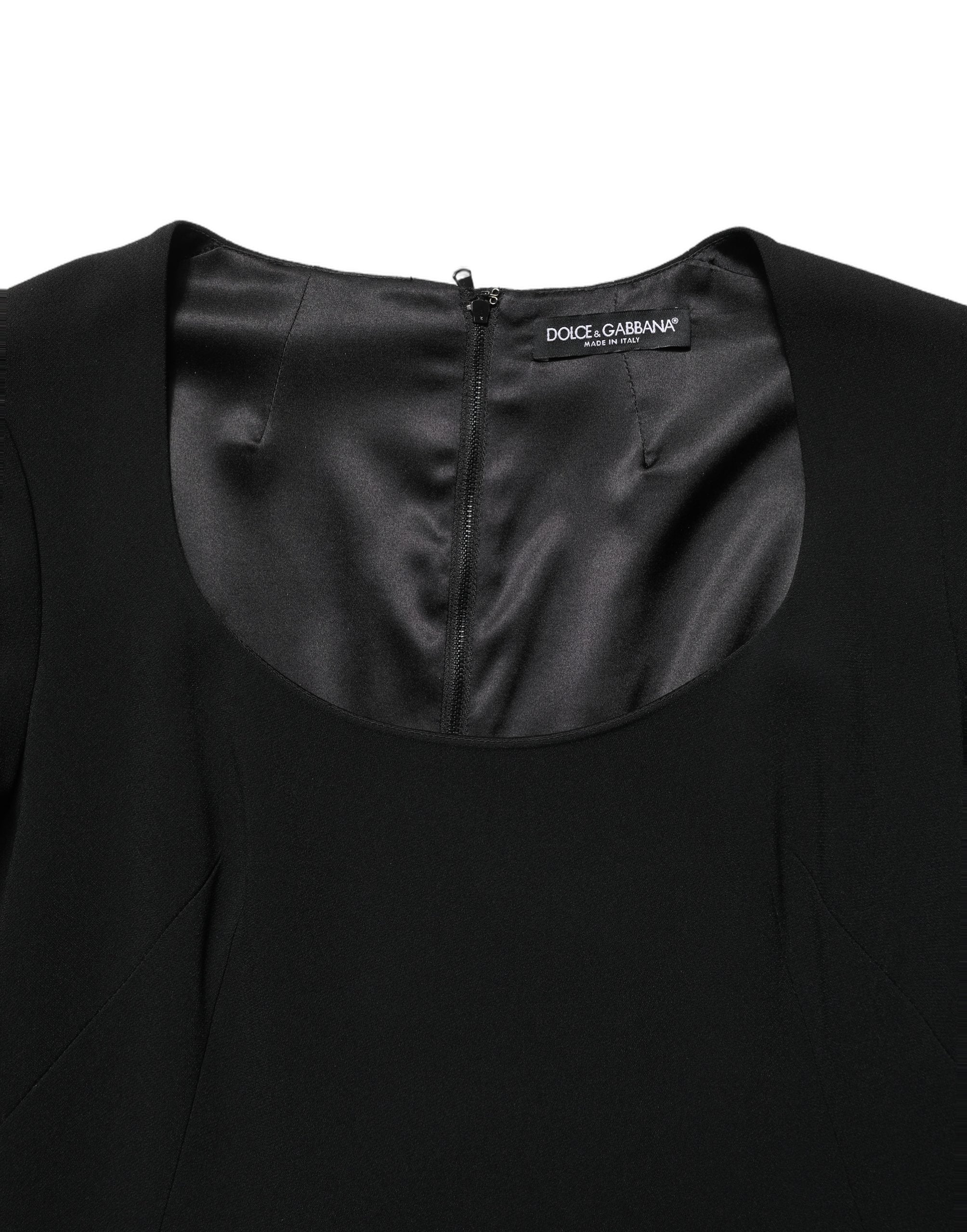 Black Long Sleeves Scoop Neck Mini Dress