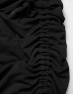 Black Jersey Calf Length Cut-Out Ruched Dress