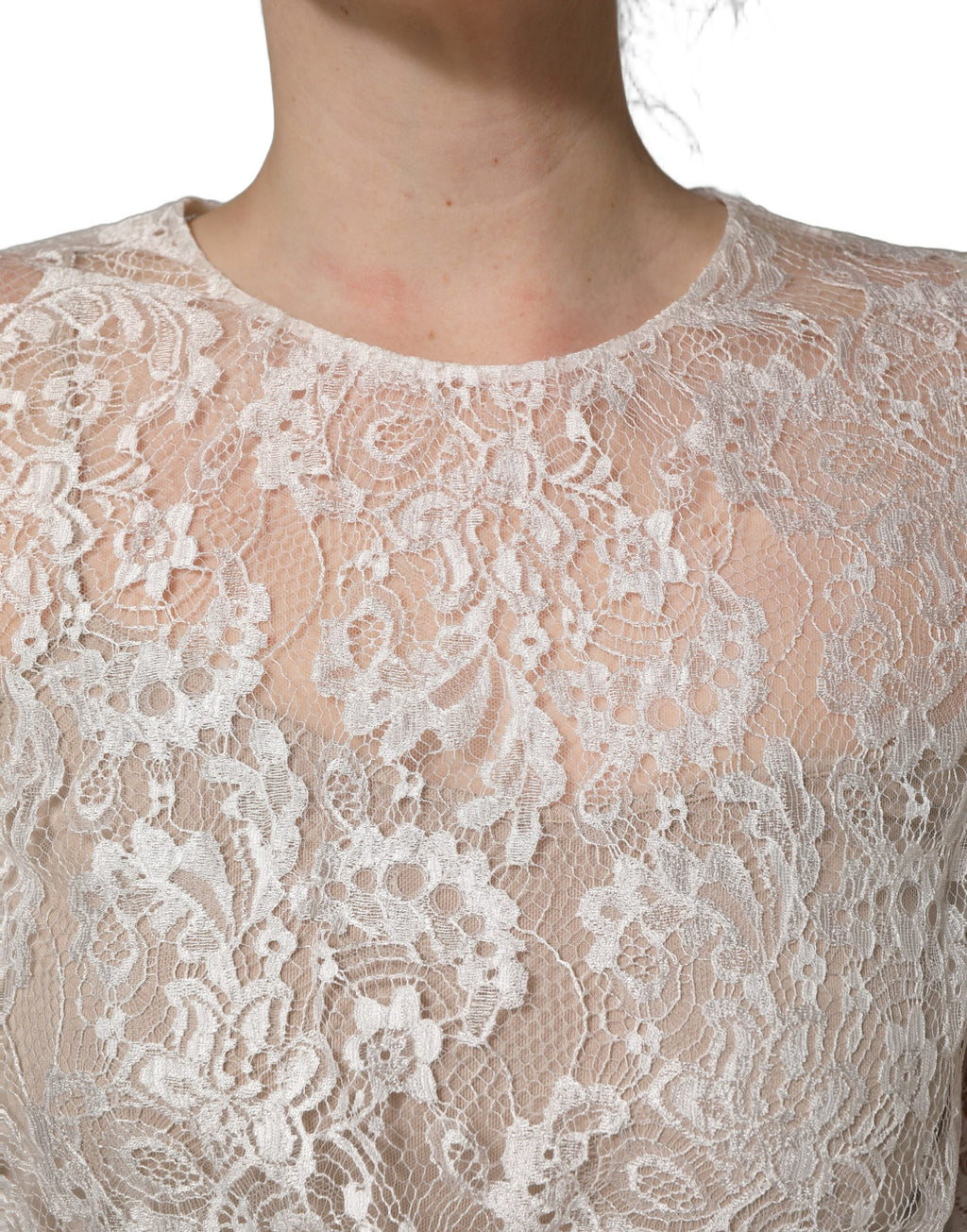 White Lace Top Embellished Black Skirt Dress