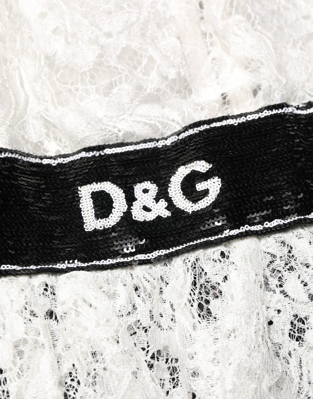 White Lace Top Embellished Black Skirt Dress