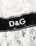 White Lace Top Embellished Black Skirt Dress