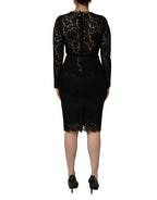 Black Crystal Embellished Sheath Midi Dress