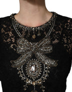 Black Crystal Embellished Sheath Midi Dress