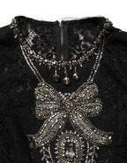 Black Crystal Embellished Sheath Midi Dress