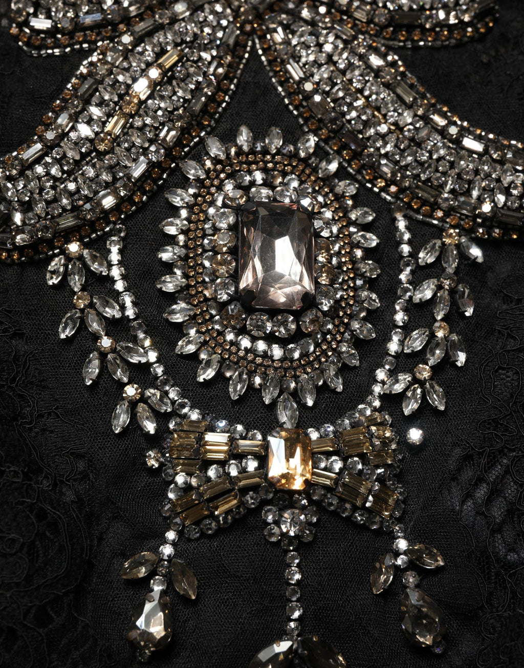 Black Crystal Embellished Sheath Midi Dress