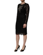 Black Crystal Embellished Sheath Midi Dress