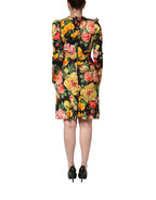 Multicolor Floral Print LongSleeve Midi Dress