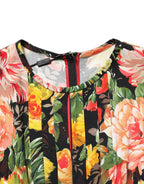 Multicolor Floral Print LongSleeve Midi Dress