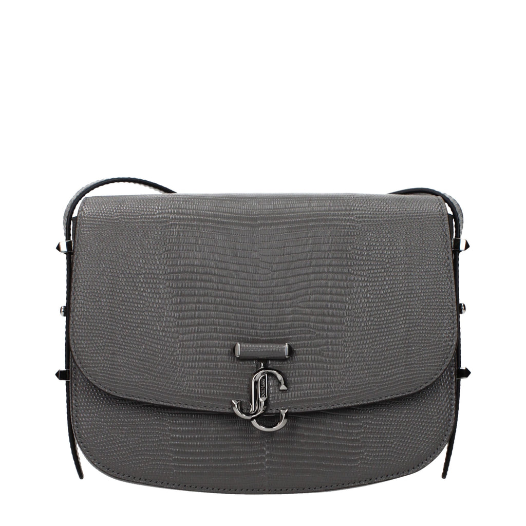 Gray Leather Crossbody Bag