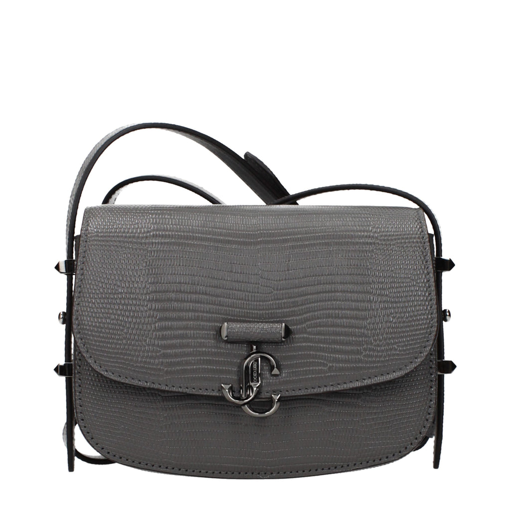 Gray Leather Shoulder Bag