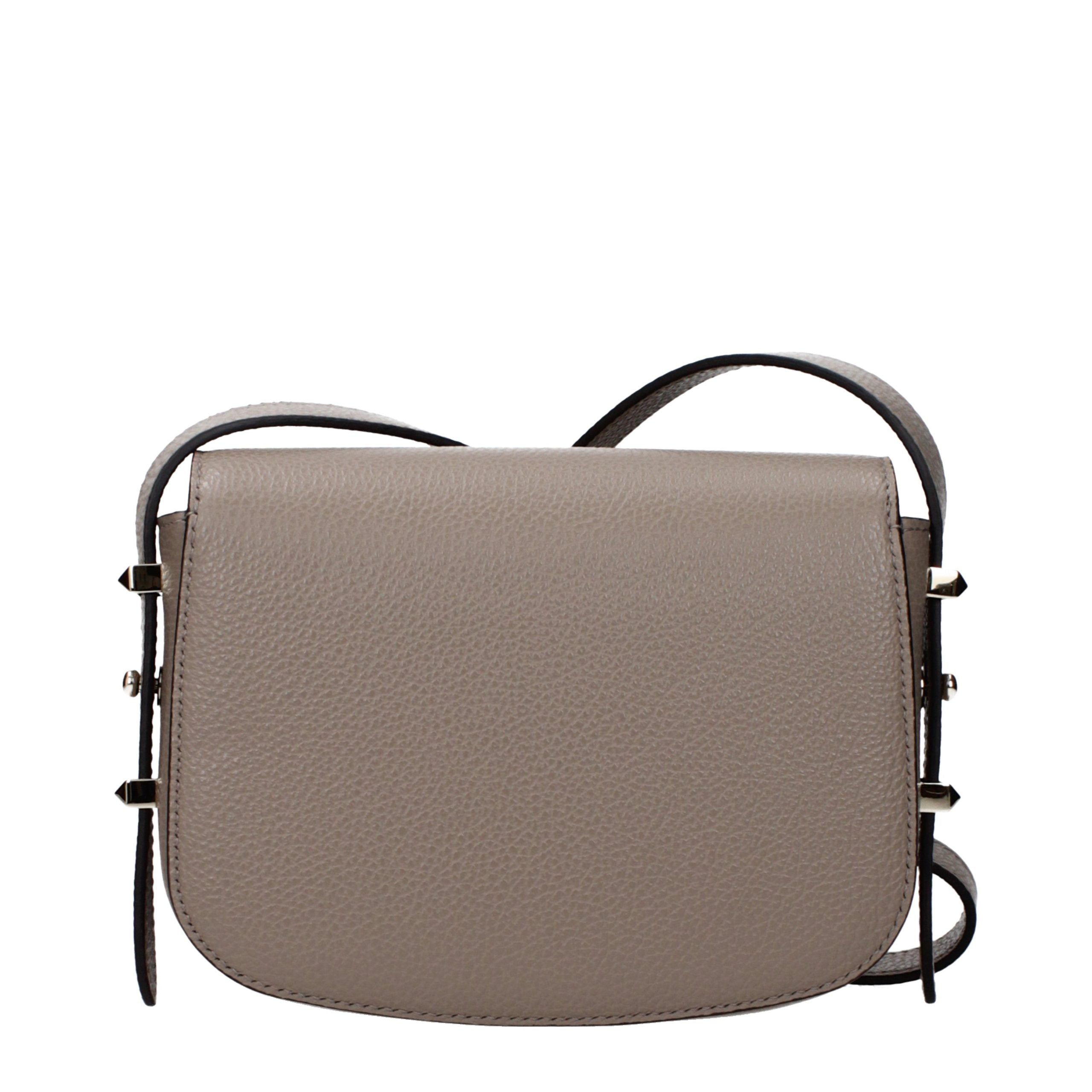 Gray Leather Crossbody Bag