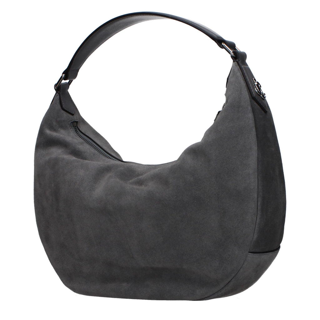 Gray Leather Shoulder Bag