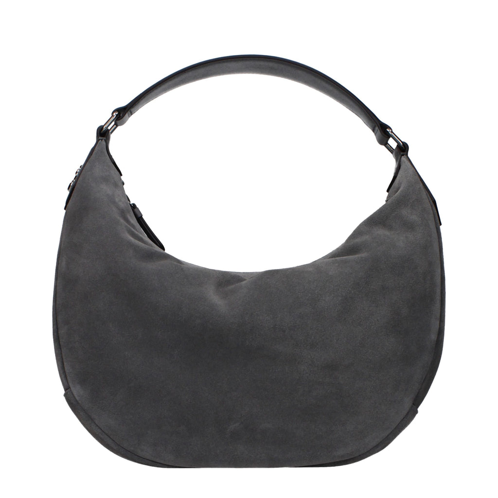 Gray Leather Shoulder Bag
