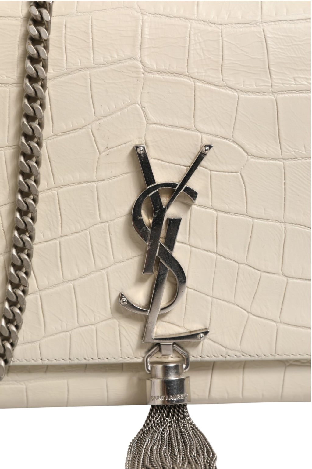 Kate Tassel Small Croc-Embossed Leather