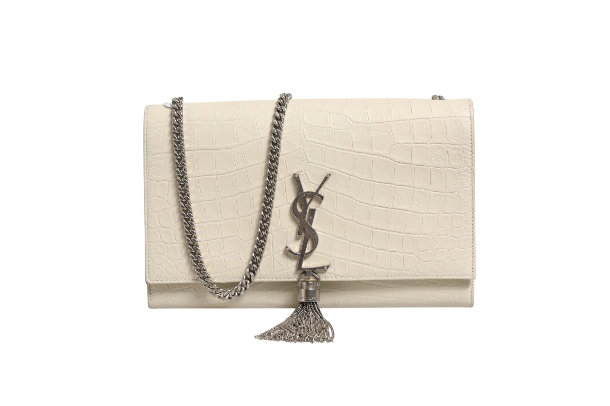 Kate Tassel Small Croc-Embossed Leather