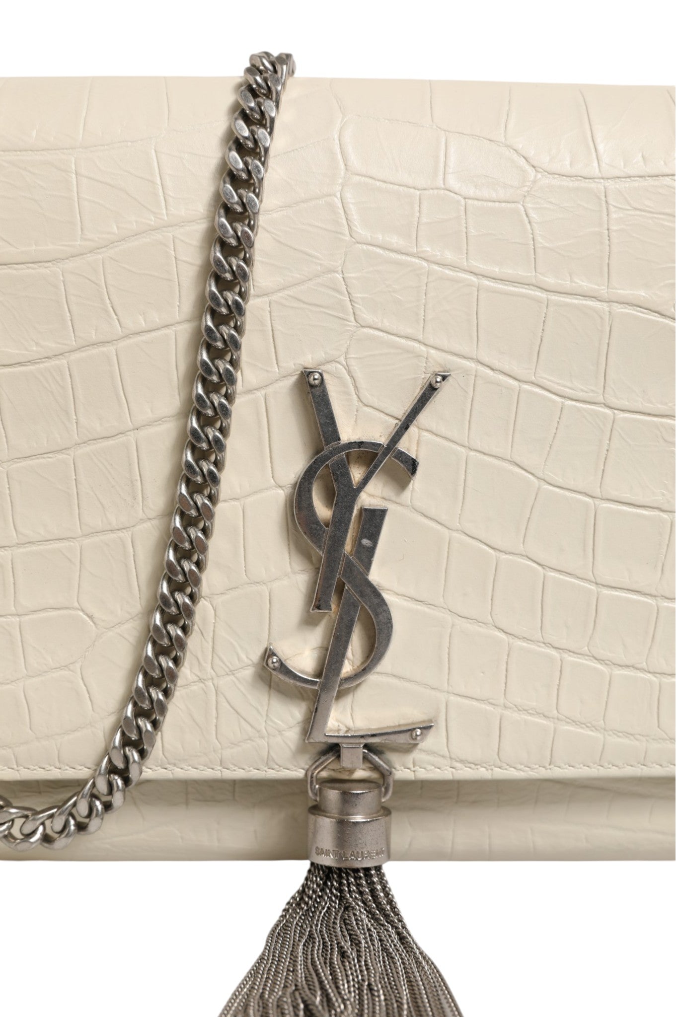 Kate Tassel Small Croc-Embossed Leather