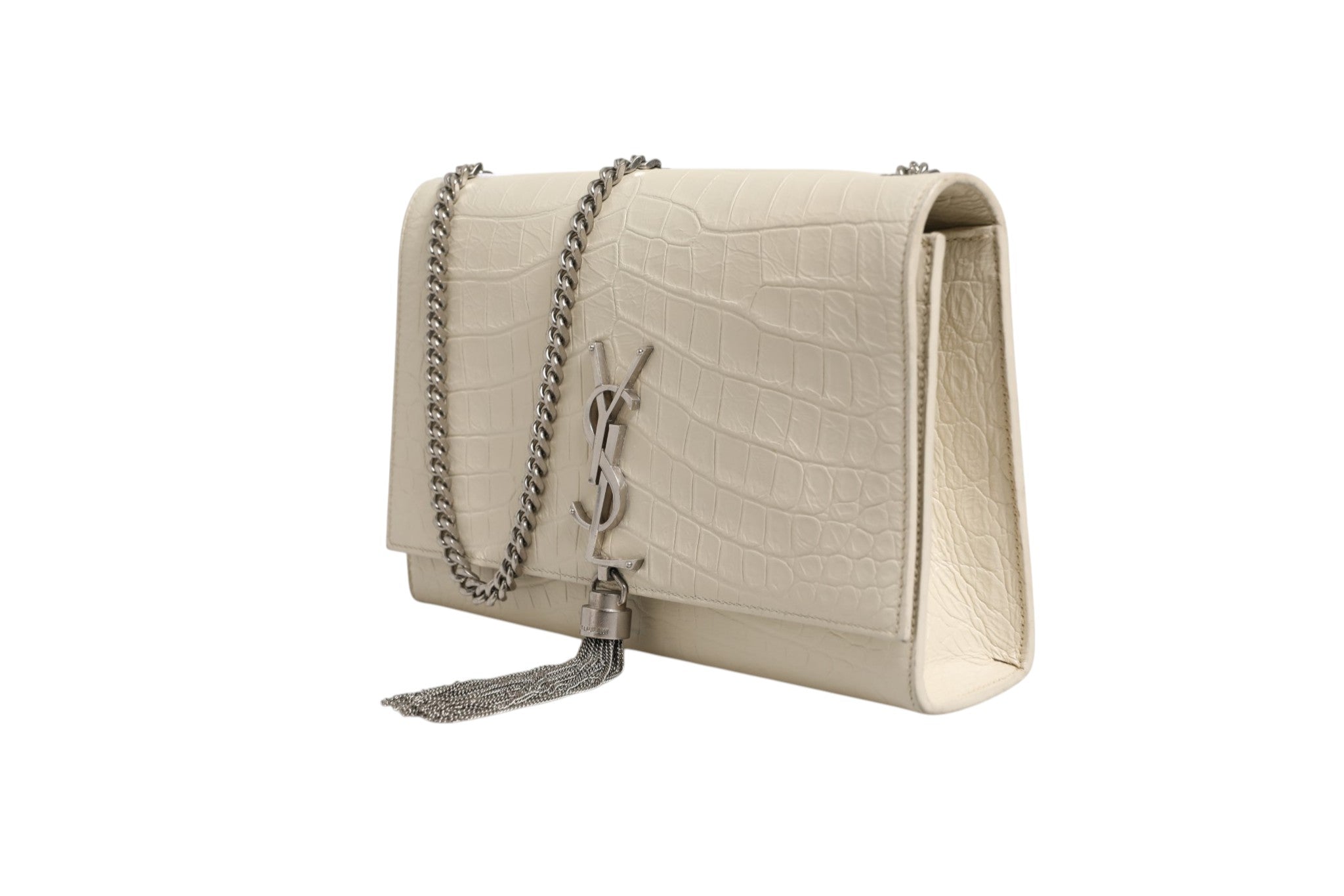 Kate Tassel Small Croc-Embossed Leather