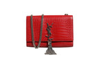 Kate Tassel Chain Bag in Red Crocodile Embossed Leather