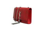 Kate Tassel Chain Bag in Red Crocodile Embossed Leather