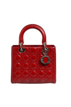 Cherry Red Patent Leather Cannage Quilting Small Lady Dior Bag