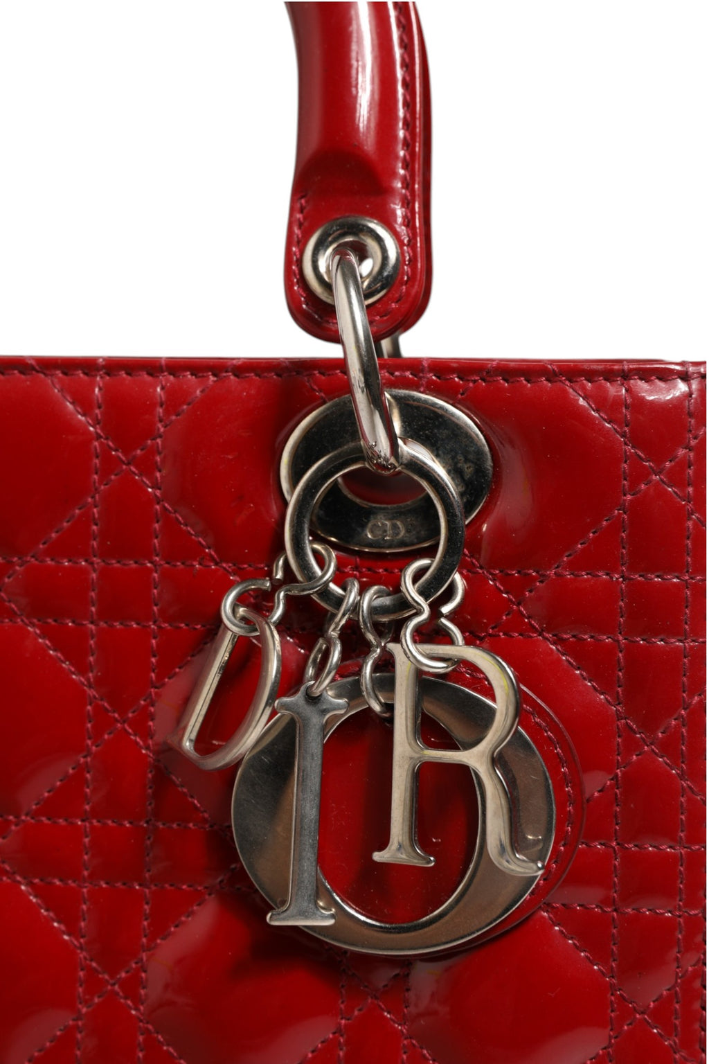 Cherry Red Patent Leather Cannage Quilting Small Lady Dior Bag