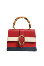 Dionysus Bamboo Medium Top Handle Bag White Blue Red
