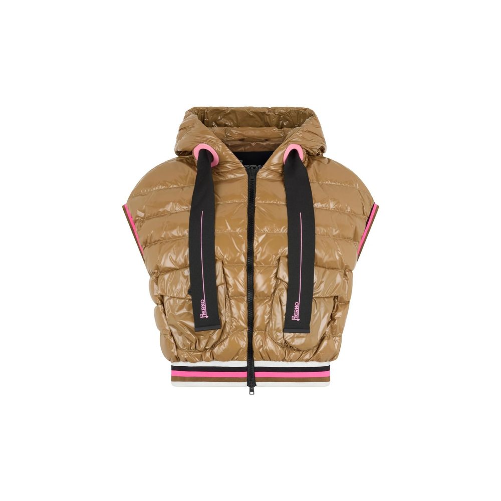 Brown Polyamide Sleveless Jacket