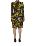 Multicolor Grape Print LongSleeve Midi Dress