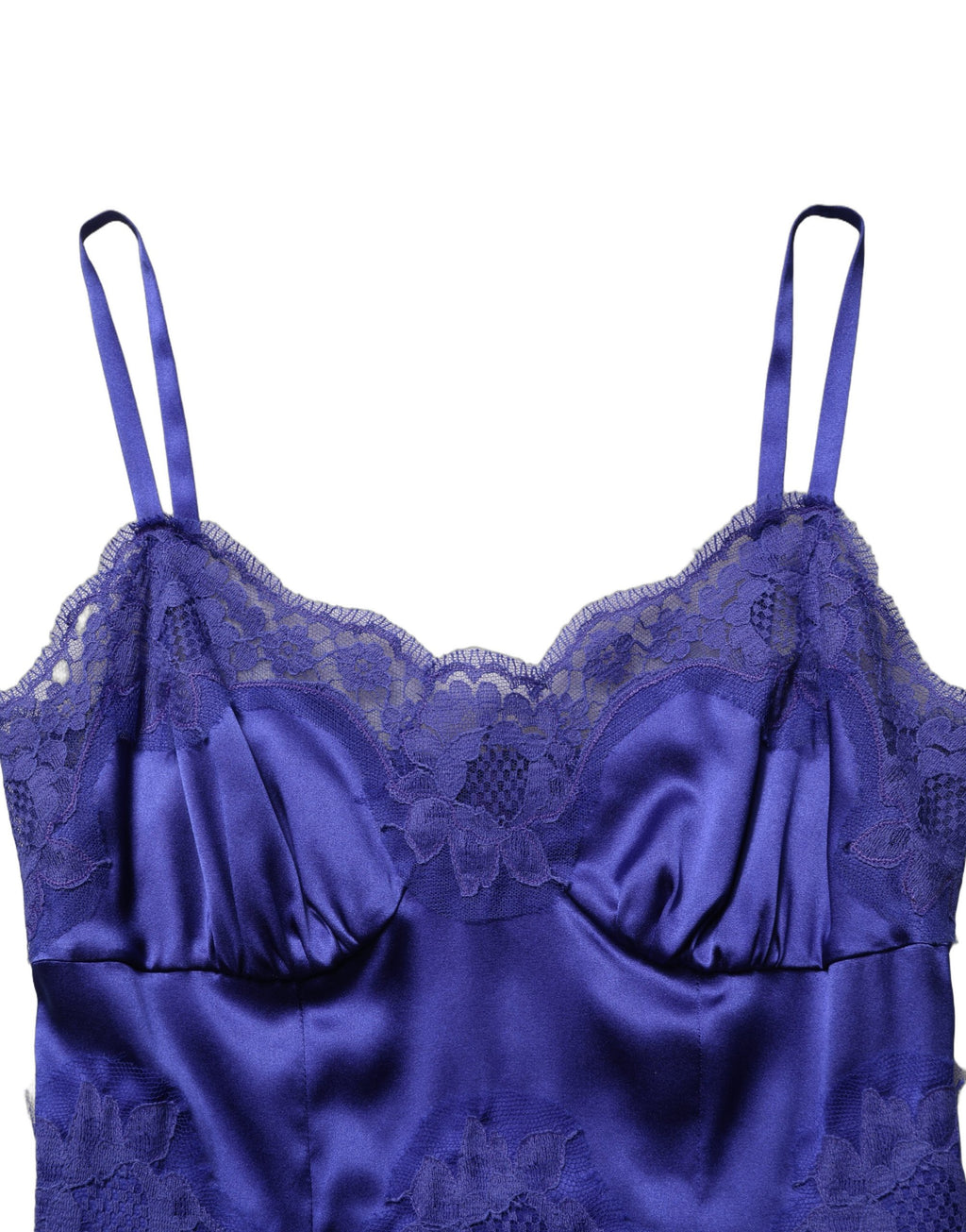 Blue Sleeveless Lace Trim A-line Gown Dress