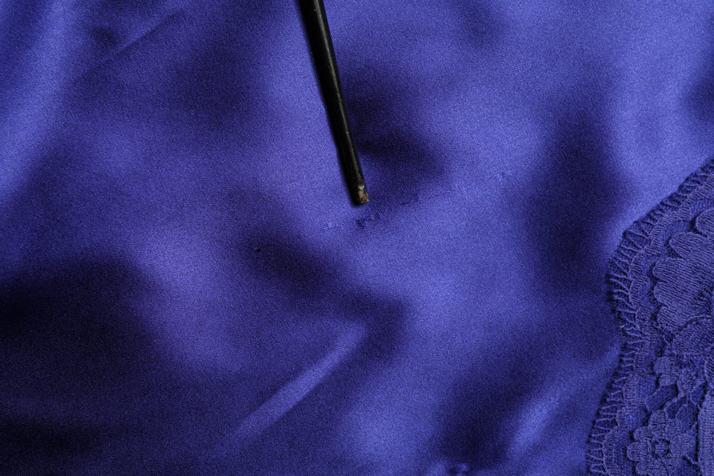 Blue Sleeveless Lace Trim A-line Gown Dress