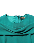 Green Round Neck Long Sleeves Gown Dress