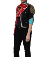 Multicolor Asymmetrical Ornate Jewel Cropped Jacket