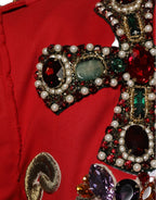 Multicolor Asymmetrical Ornate Jewel Cropped Jacket