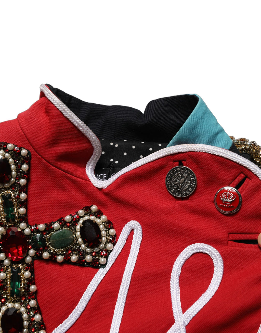 Multicolor Asymmetrical Ornate Jewel Cropped Jacket