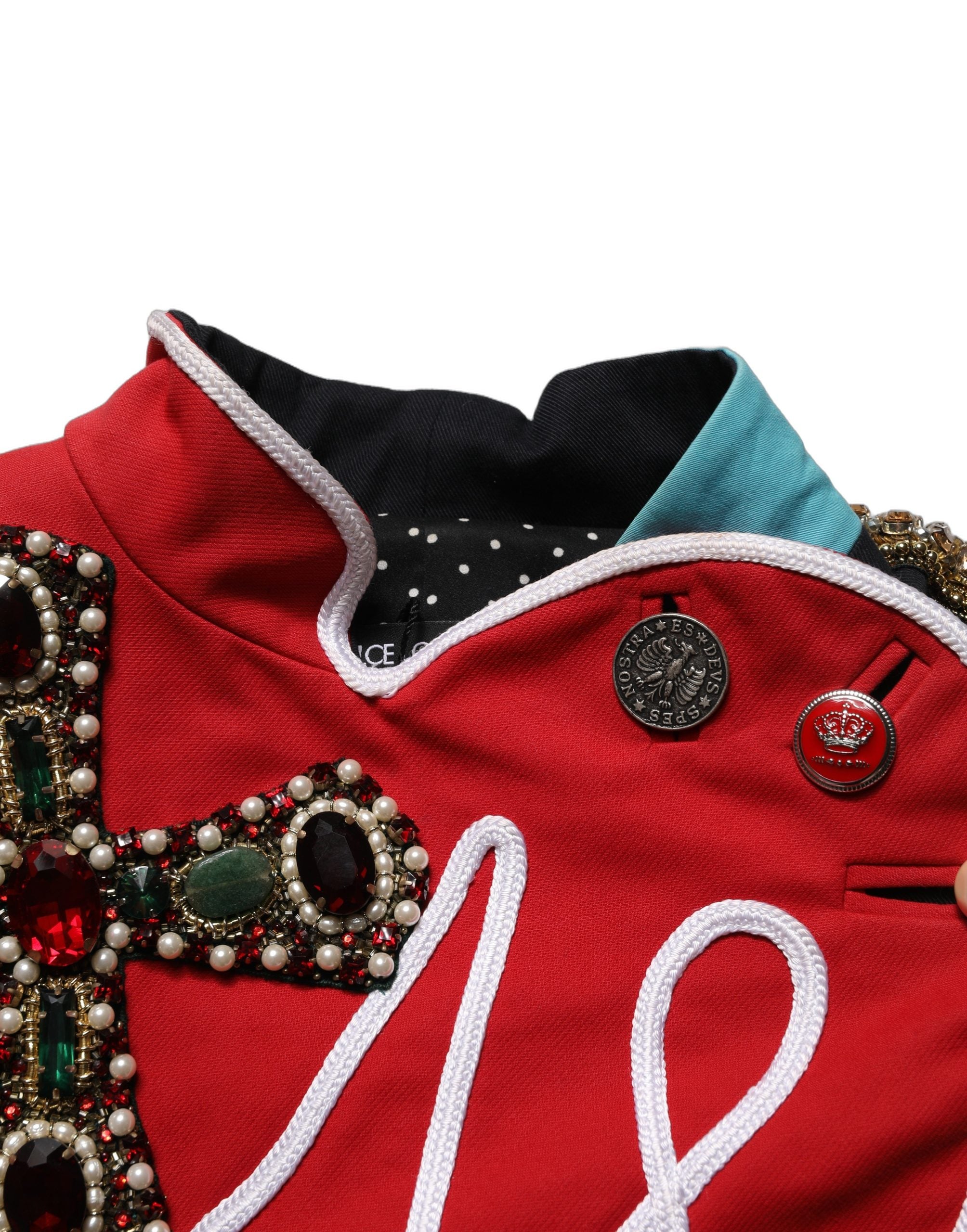 Multicolor Asymmetrical Ornate Jewel Cropped Jacket