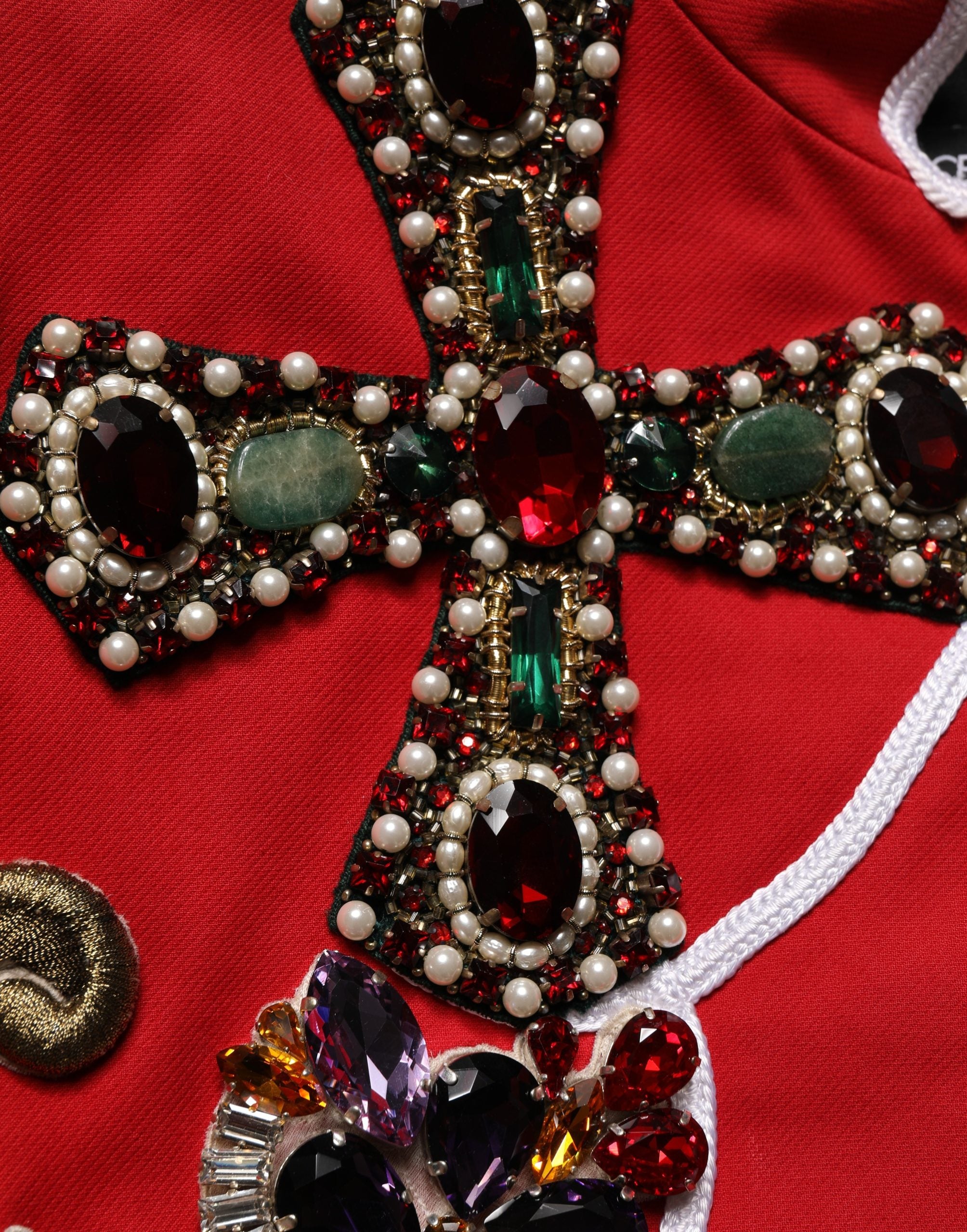 Multicolor Asymmetrical Ornate Jewel Cropped Jacket